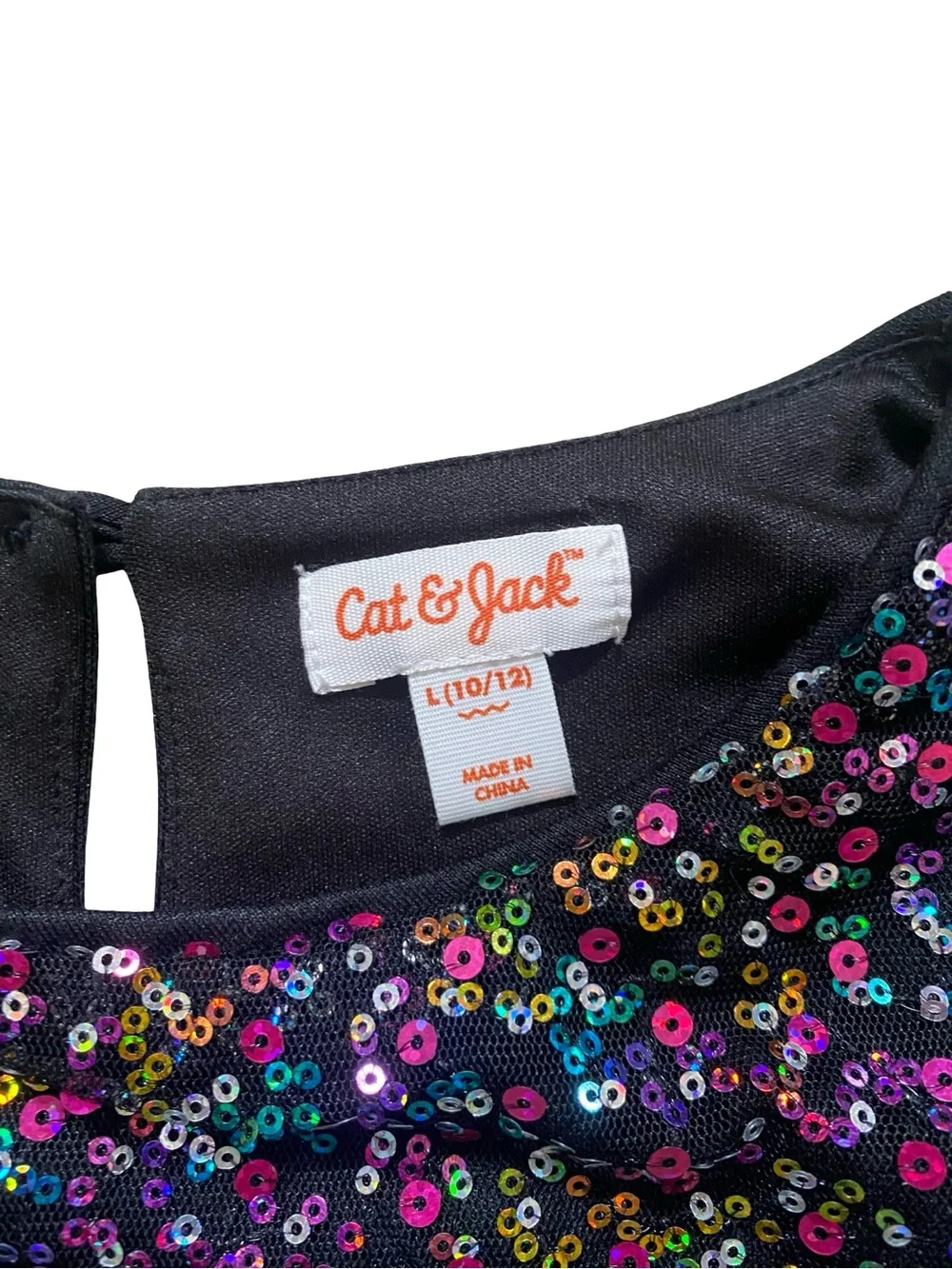 Cat & Jack Black Tulle Dress with Multicolor Sequin Bodice - Size Large